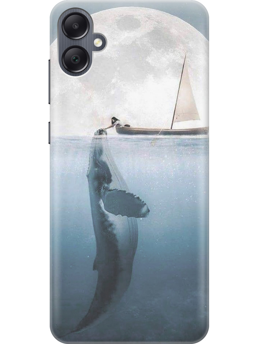 

Силиконовый чехол на Samsung Galaxy A05 "Кит и лодка", Белый;голубой;серый, 20001452