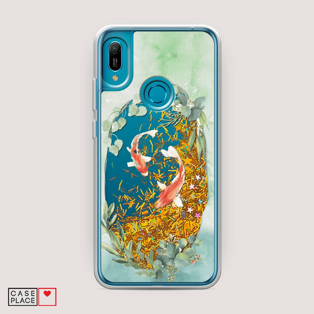 

Чехол Awog на Huawei Y6 2019 "Две золотые рыбки", Зеленый, 68690-1