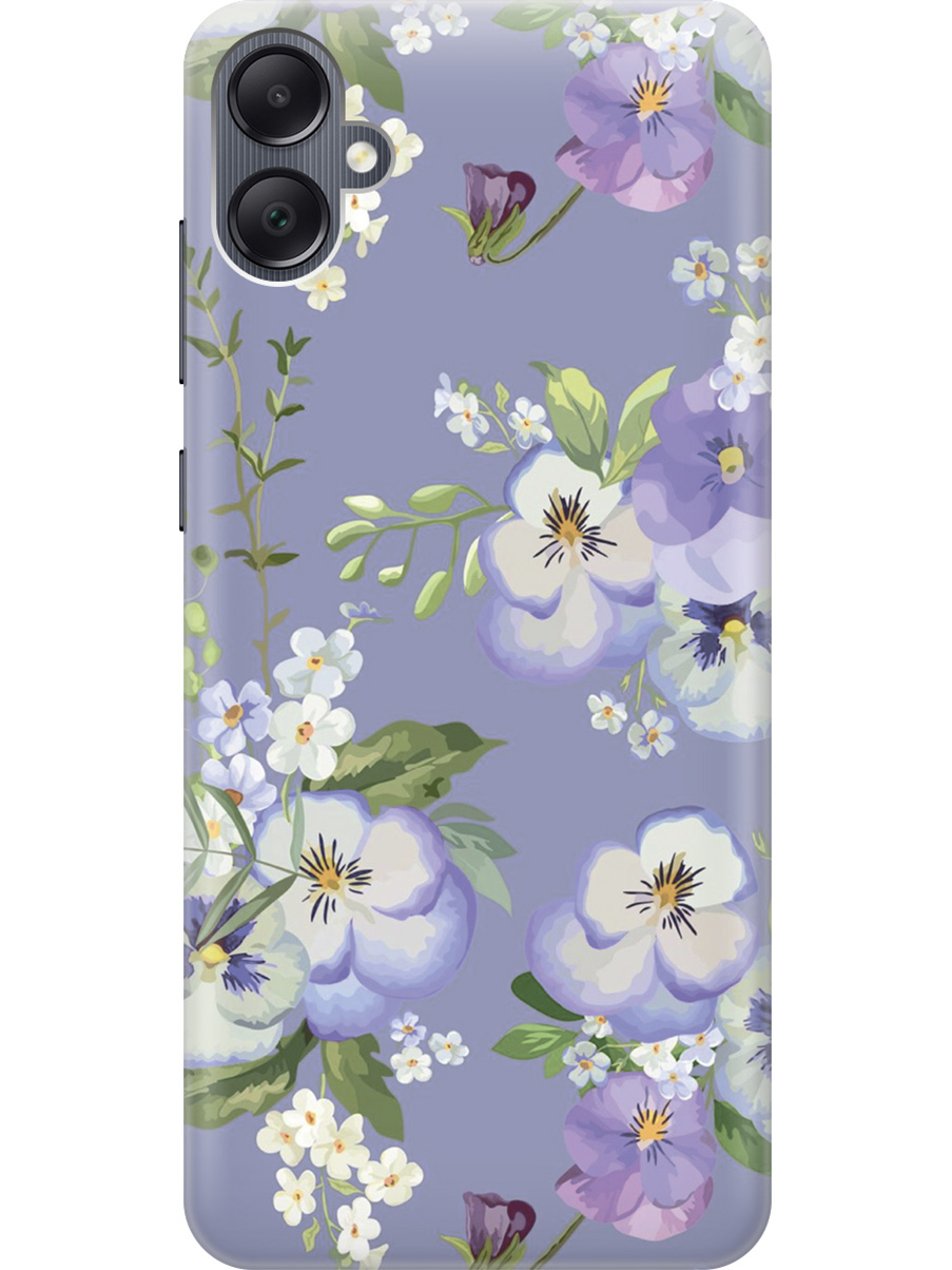 

Силиконовый чехол на Samsung Galaxy A05 "Цветочки на синем фоне", Белый;синий, 20001452