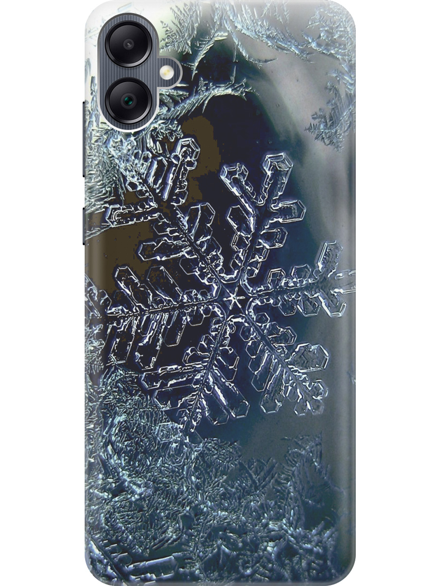 

Силиконовый чехол на Samsung Galaxy A05 "Макро снежинка", Синий;черный, 20001452