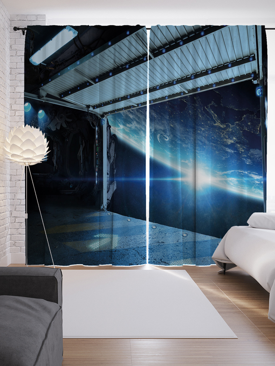 

Шторы JoyArty с фотопечатью "Космический полет" из сатена, 290х265 см, Космический полет