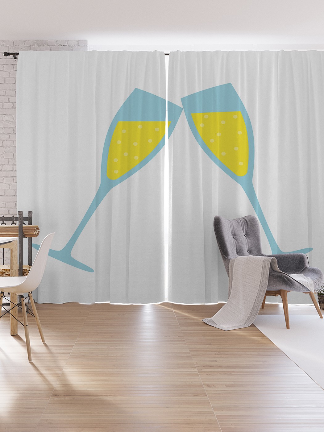 

Шторы под лён JoyArty "Тост для двоих", серия Oxford DeLux, 340х265 см, Тост для двоих