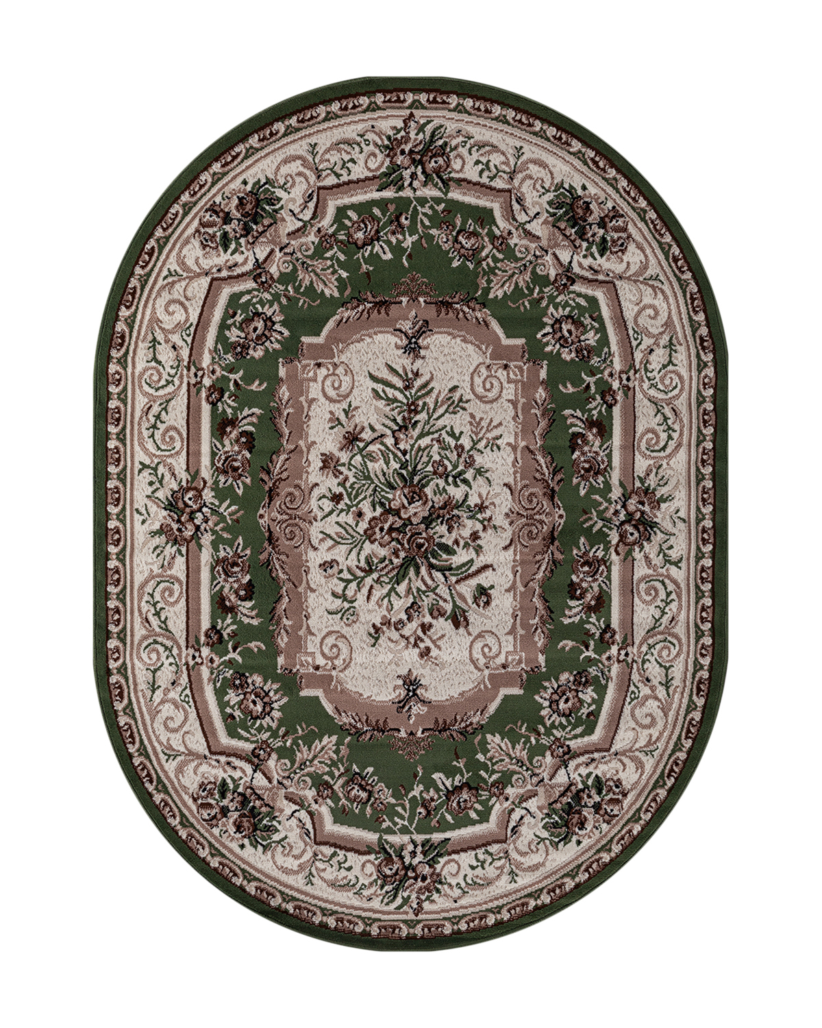 

Ковёр Merinos Gavana 200x300 овальный зелёный/кремовый 5439