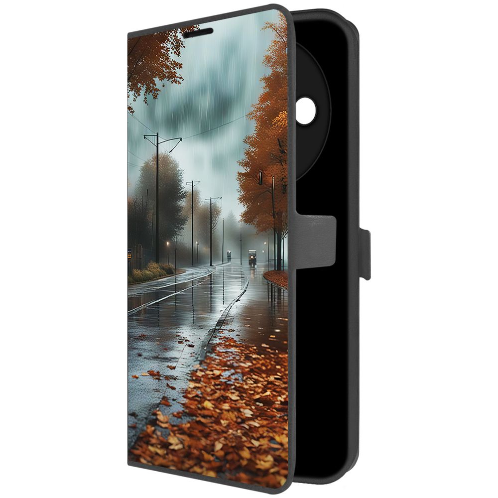 

Чехол-книжка Krutoff Eco Book для Xiaomi Redmi A3 Осенний дождь (черный)