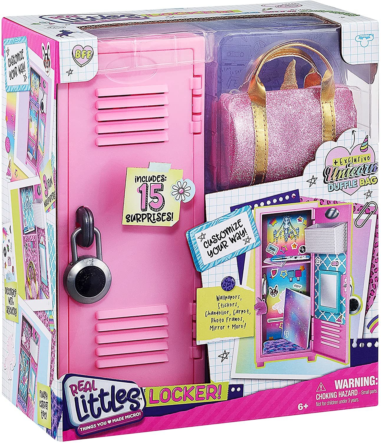 фото Коллекционный розовый шкафчик moose real littles, сумка, сюрпризы 25263
