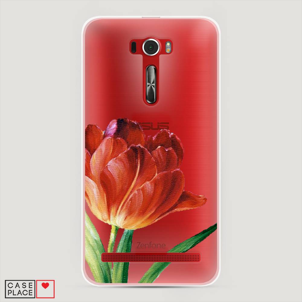 фото Чехол awog "красный тюльпан" для asus zenfone 2 ze601kl