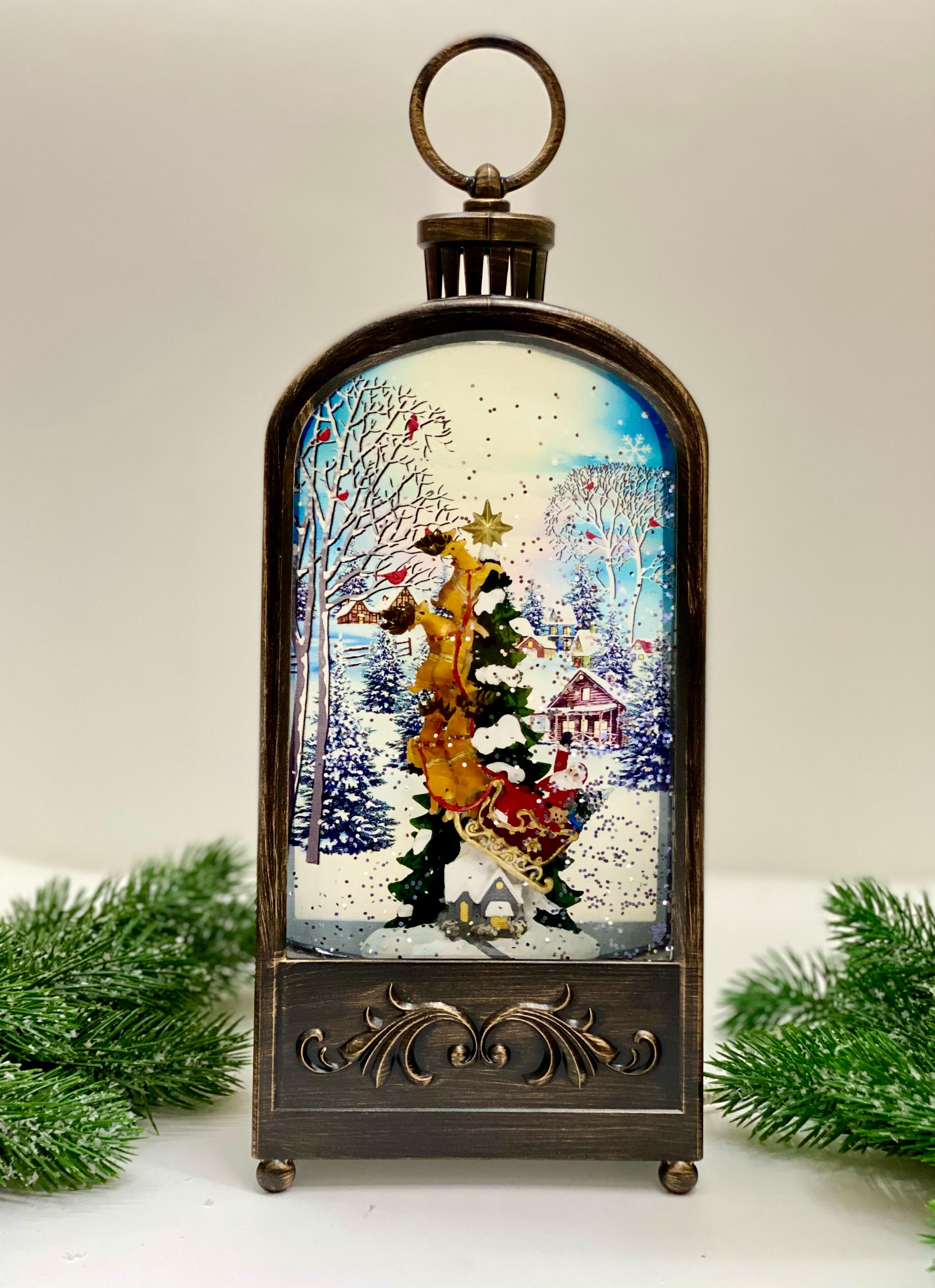 Новогодний светильник-фонарь LED Дед Мороз с елкой Ceimar CMR 223-610 220Вт белый теплый