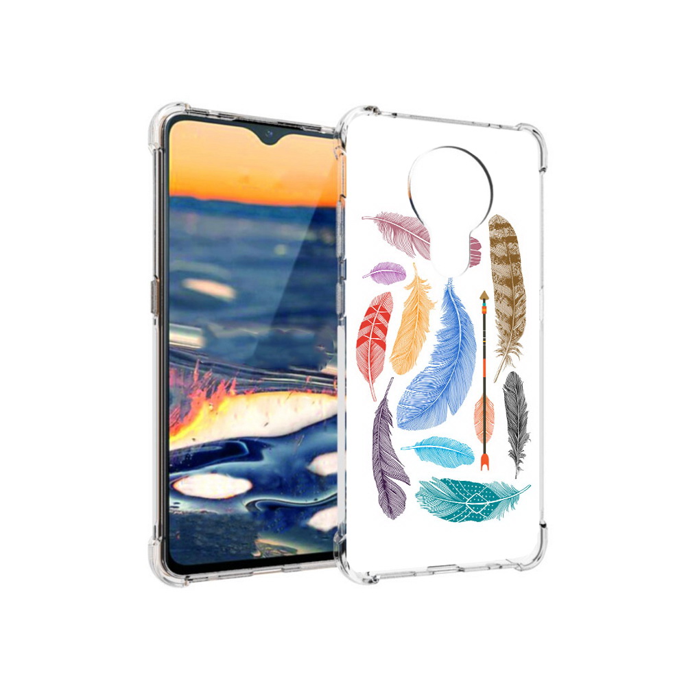 

Чехол MyPads Tocco для Nokia 5.3 разноцветные перья (PT227052.106.572), Прозрачный, Tocco