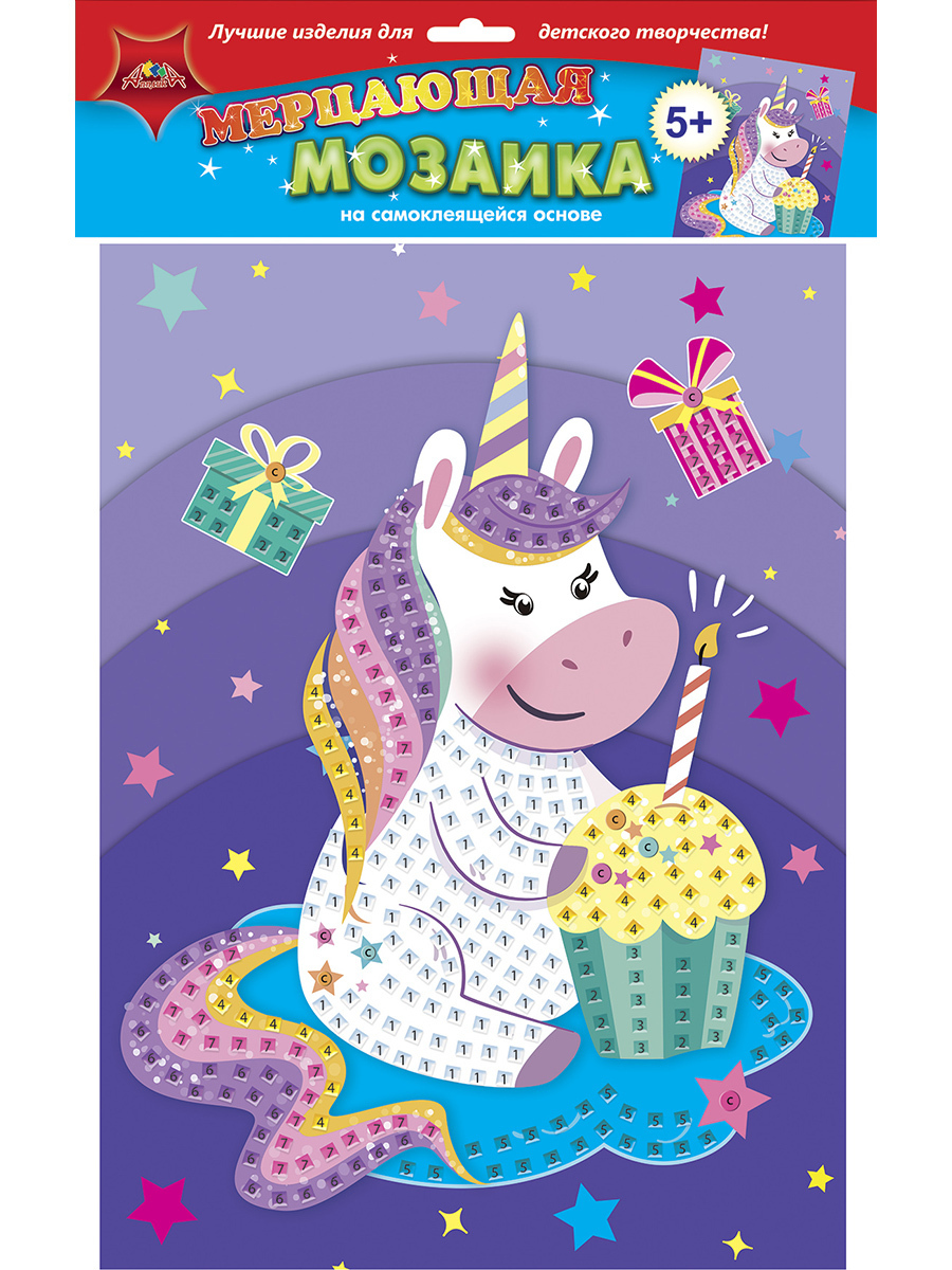 фото Мерцающая мозаика sew star единорожка, а3 с1573-67