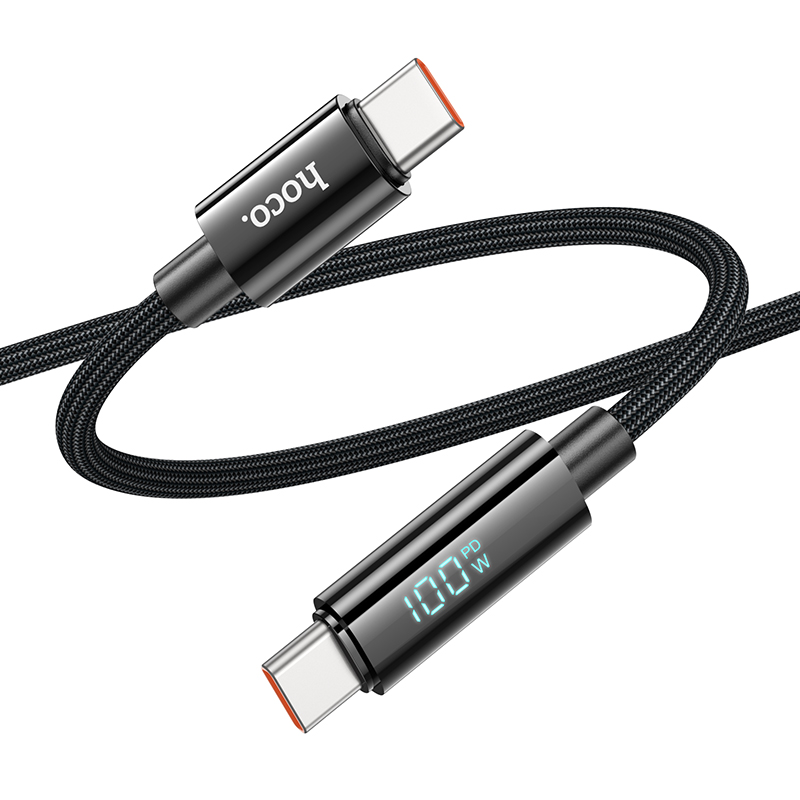 

Кабель Type-C на Type-C с дисплеем, HOCO, U125, 1.2м, 100W, черный