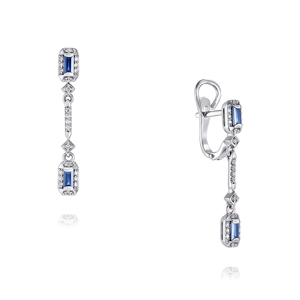

Серьги из белого золота с бриллиантом/сапфиром ADAMAS 24037872/01-А51Д-432, 24037872/01-А51Д-432