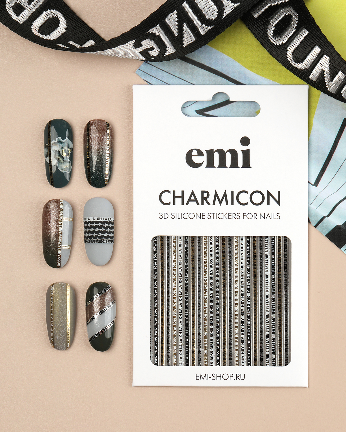 Объемные наклейки для дизайна ногтей EMi Charmicon 3D Silicone Stickers №244 Oh la la наклейки многоразовые объемные смешные коты