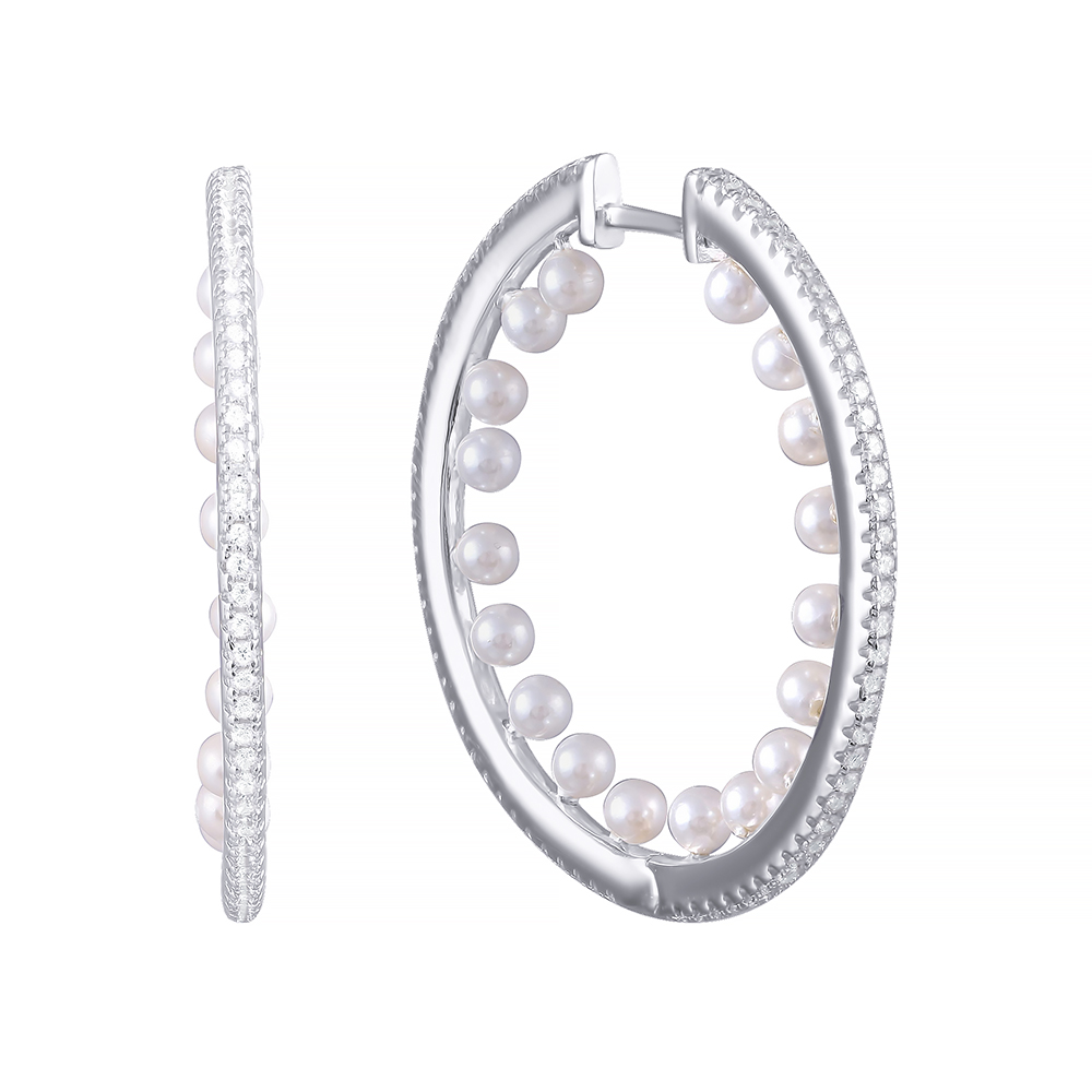 

Серьги двухсторонние из серебра с жемчугом JV H18412_SR_WM_001_WG, H18412_SR_WM_001_WG