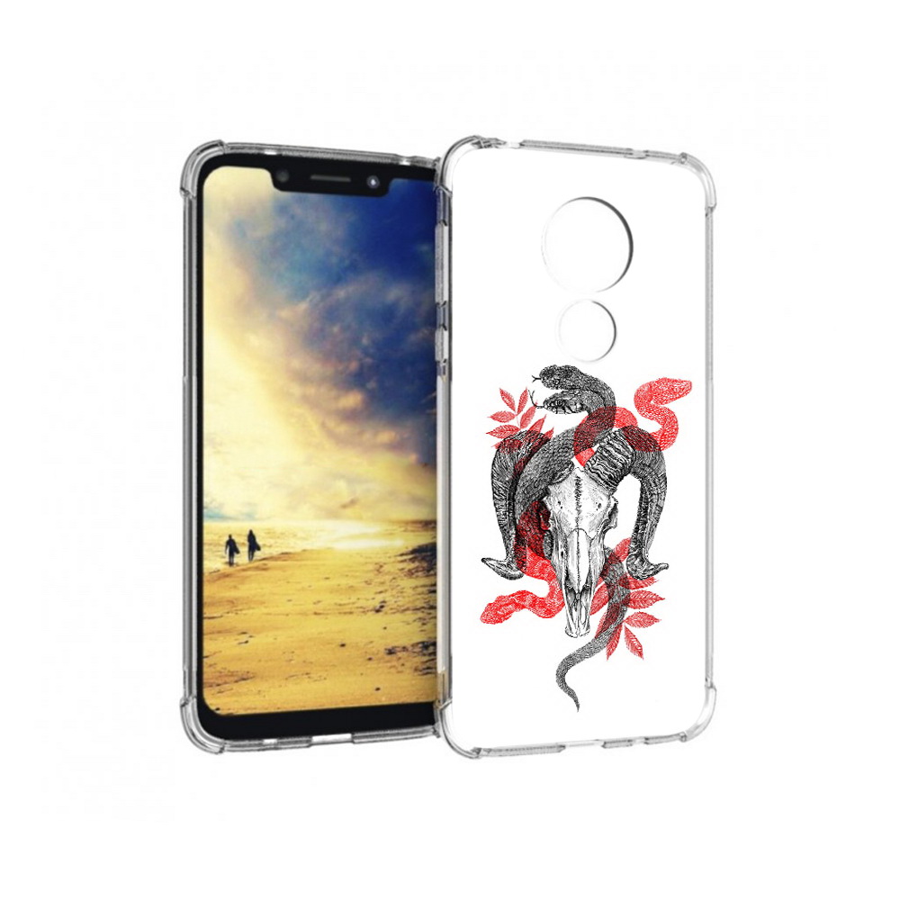 

Чехол MyPads Tocco для Motorola G7 Power змея в черепе рисунок (PT227059.362.365), Прозрачный, Tocco
