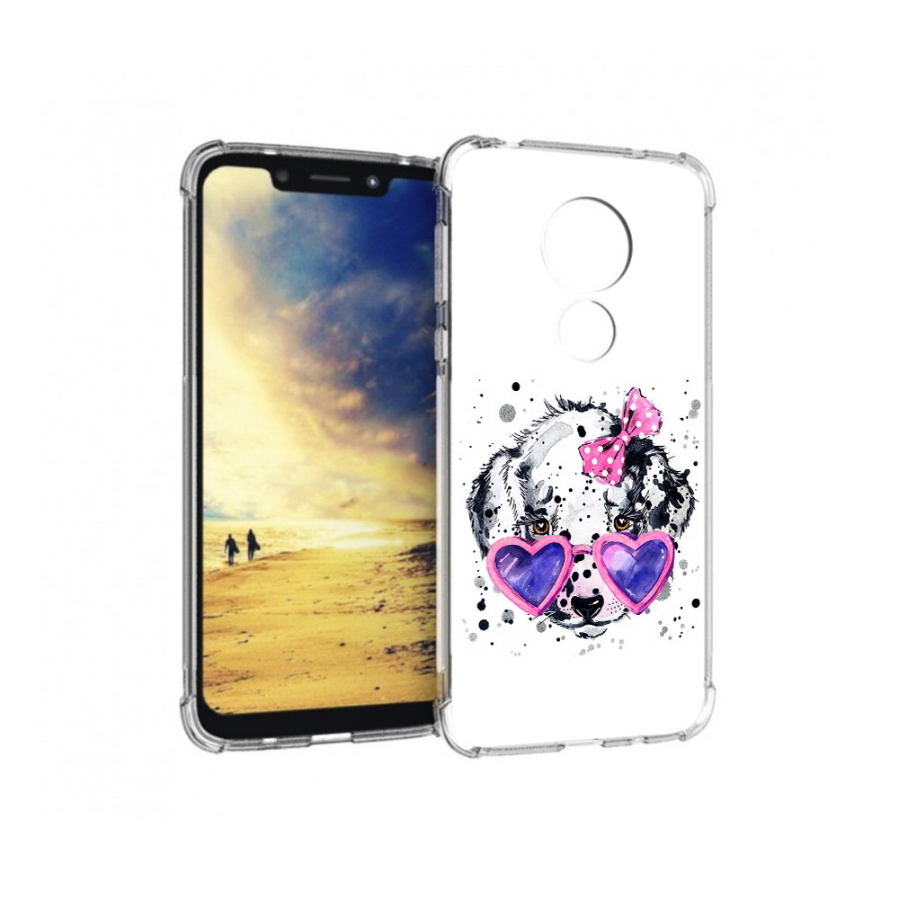 

Чехол MyPads Tocco для Motorola G7 Power долматинец в очках (PT227059.362.337), Прозрачный, Tocco