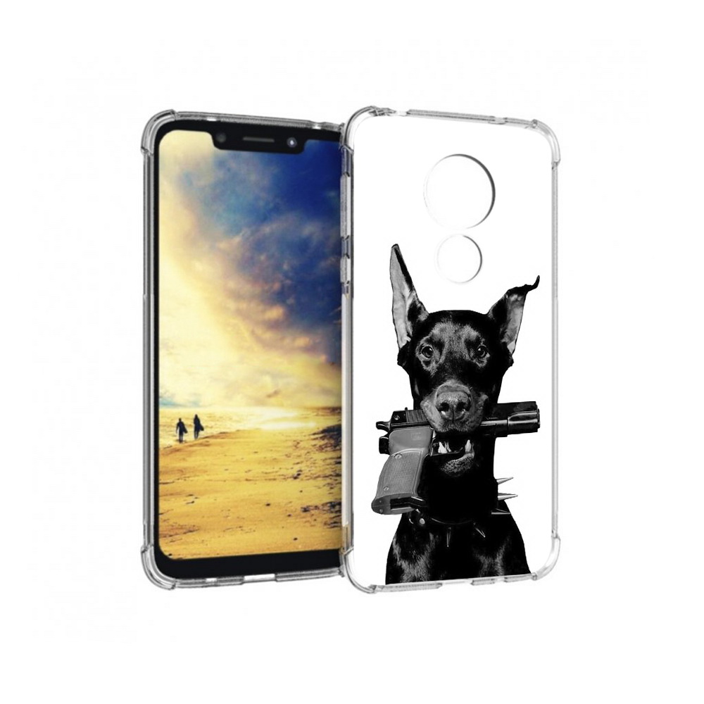 

Чехол MyPads Tocco для Motorola G7 Power доберман с пистолетом (PT227059.362.331), Прозрачный, Tocco