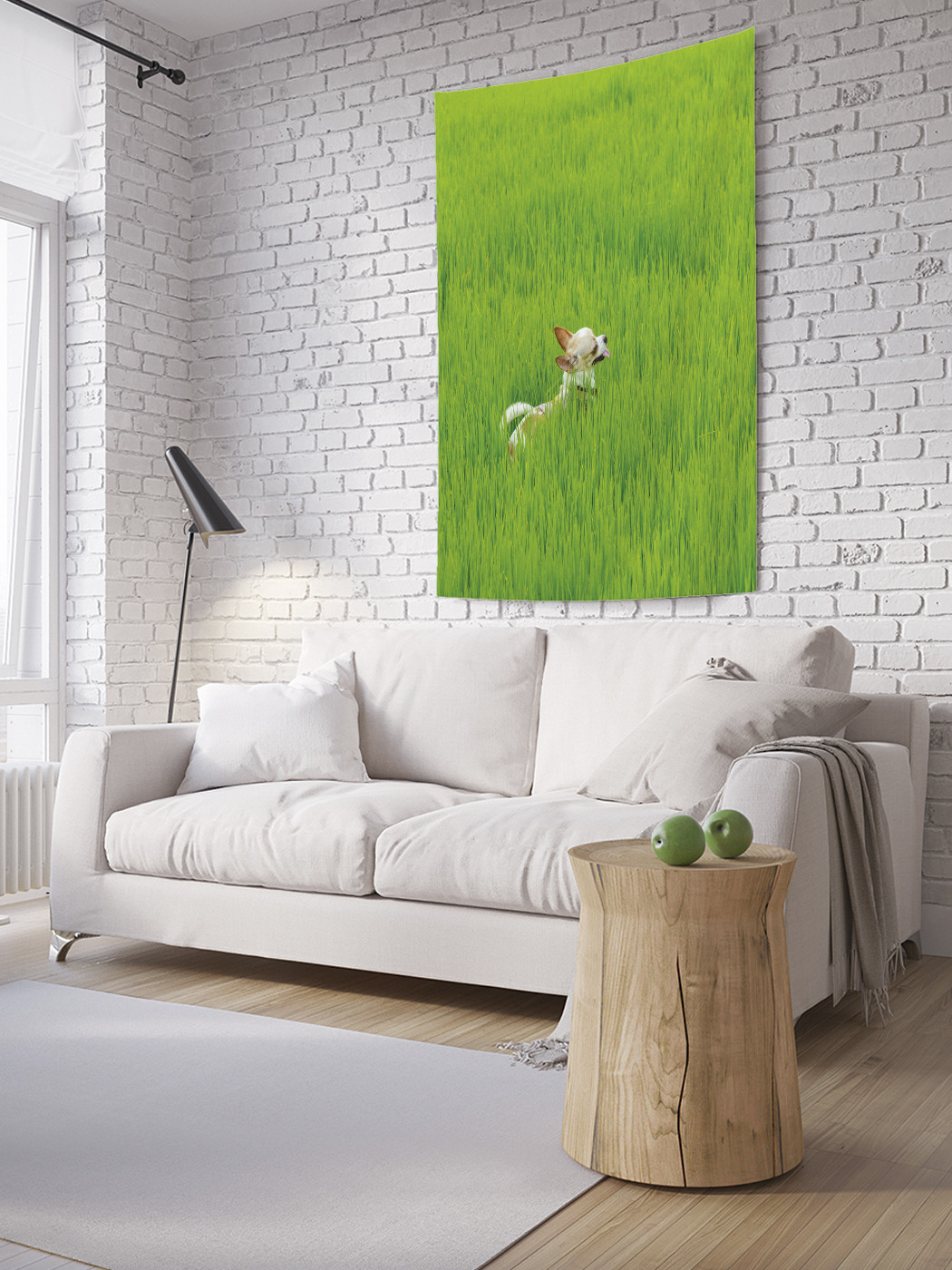 

Вертикальное фотопанно на стену JoyArty Собачка в траве 150x200 см, Собачка в траве