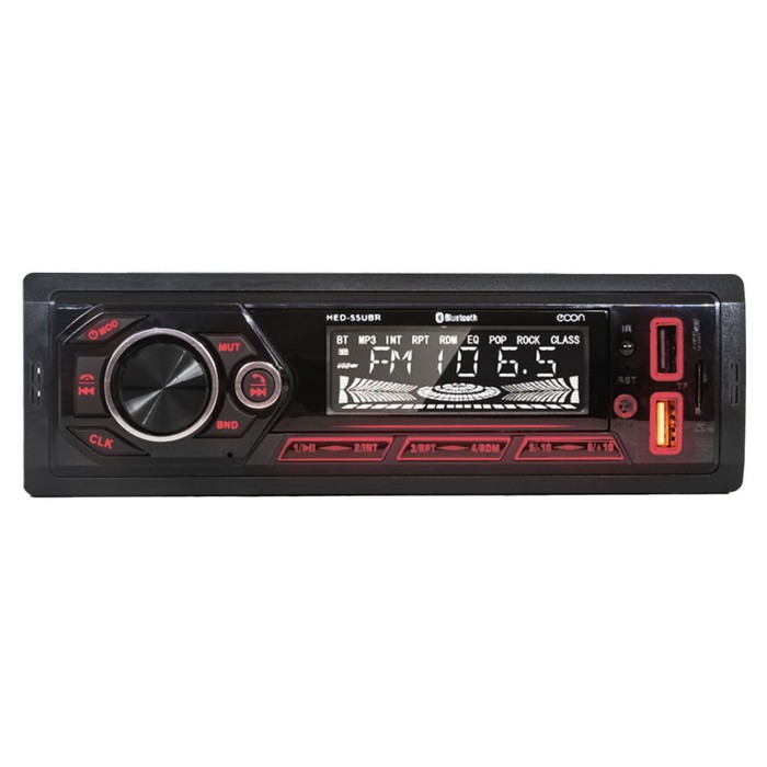 Автомагнитола ECON HED-55UBR MP3/WMA, 50 Вт, USB, Bluetooth, AUX