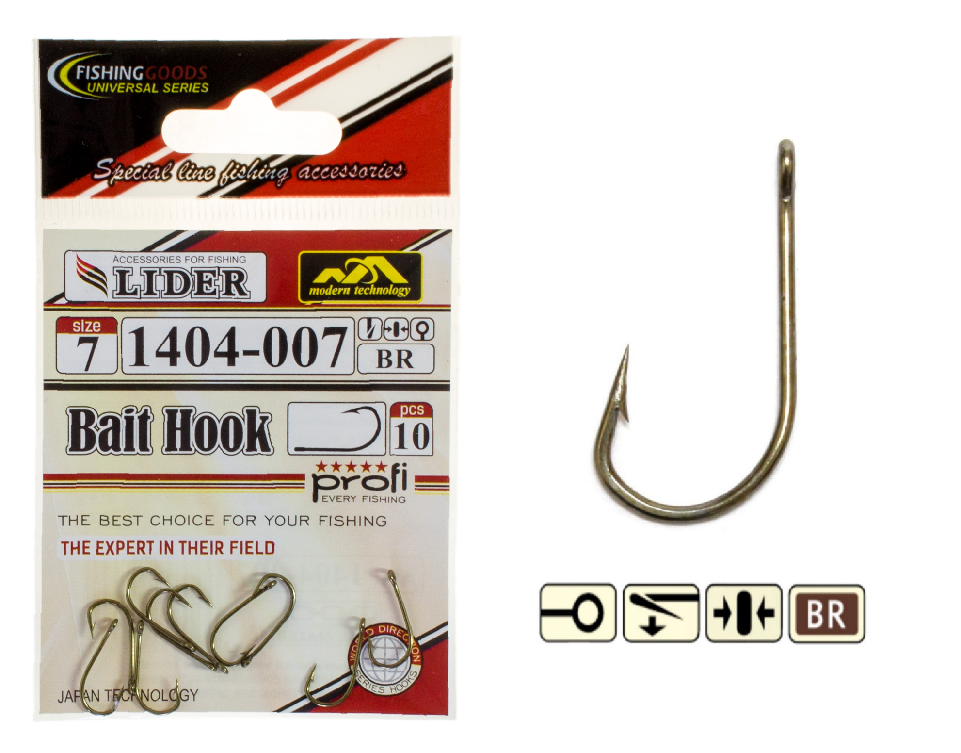 Крючок LIDER BAIT HOOK BR 7 НАБОР 5 упаковок по 10 шт 300₽