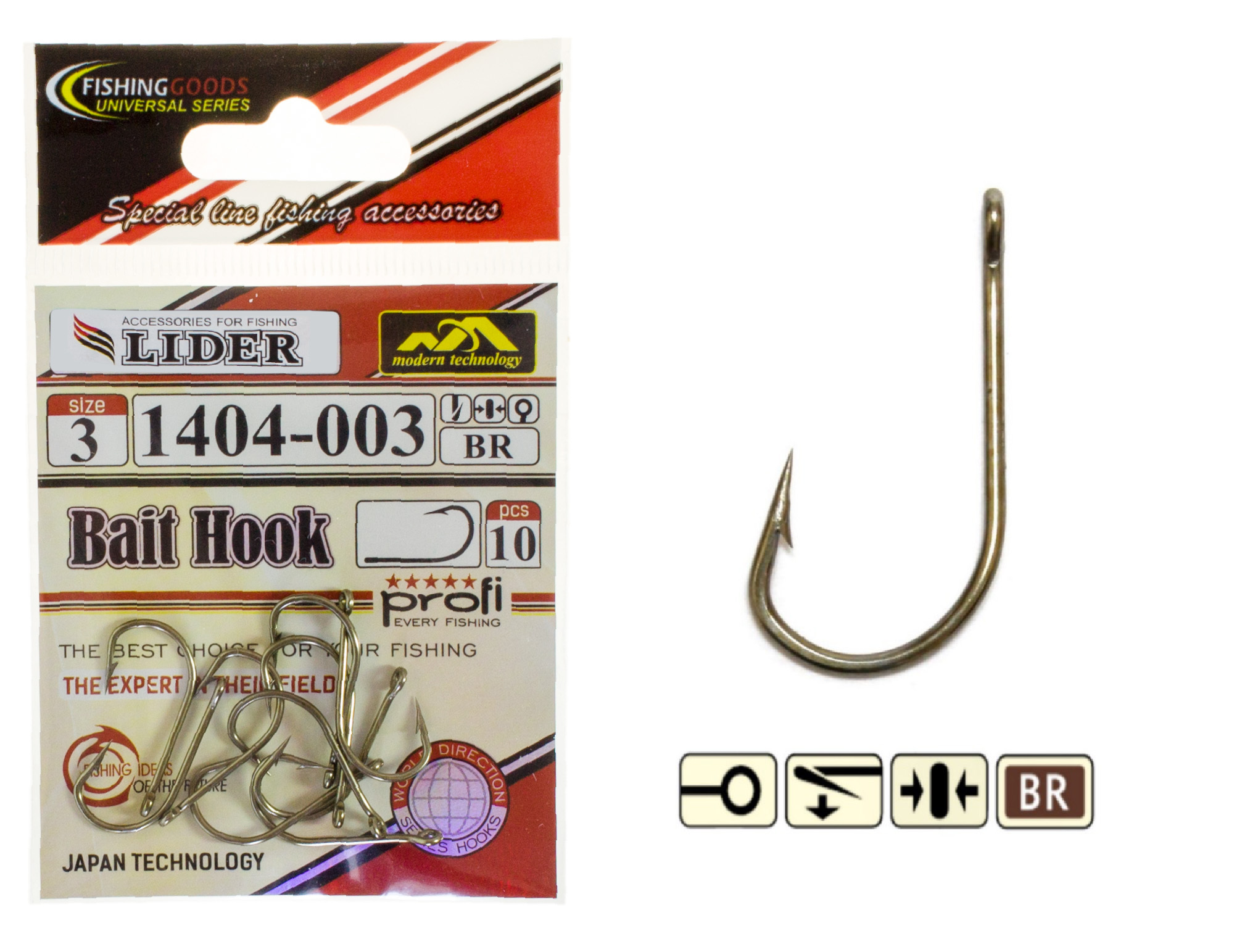 Крючок LIDER BAIT HOOK BR 3 10 шт 20000₽