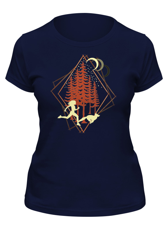 фото Футболка женская printio бег в деревьях синий xl