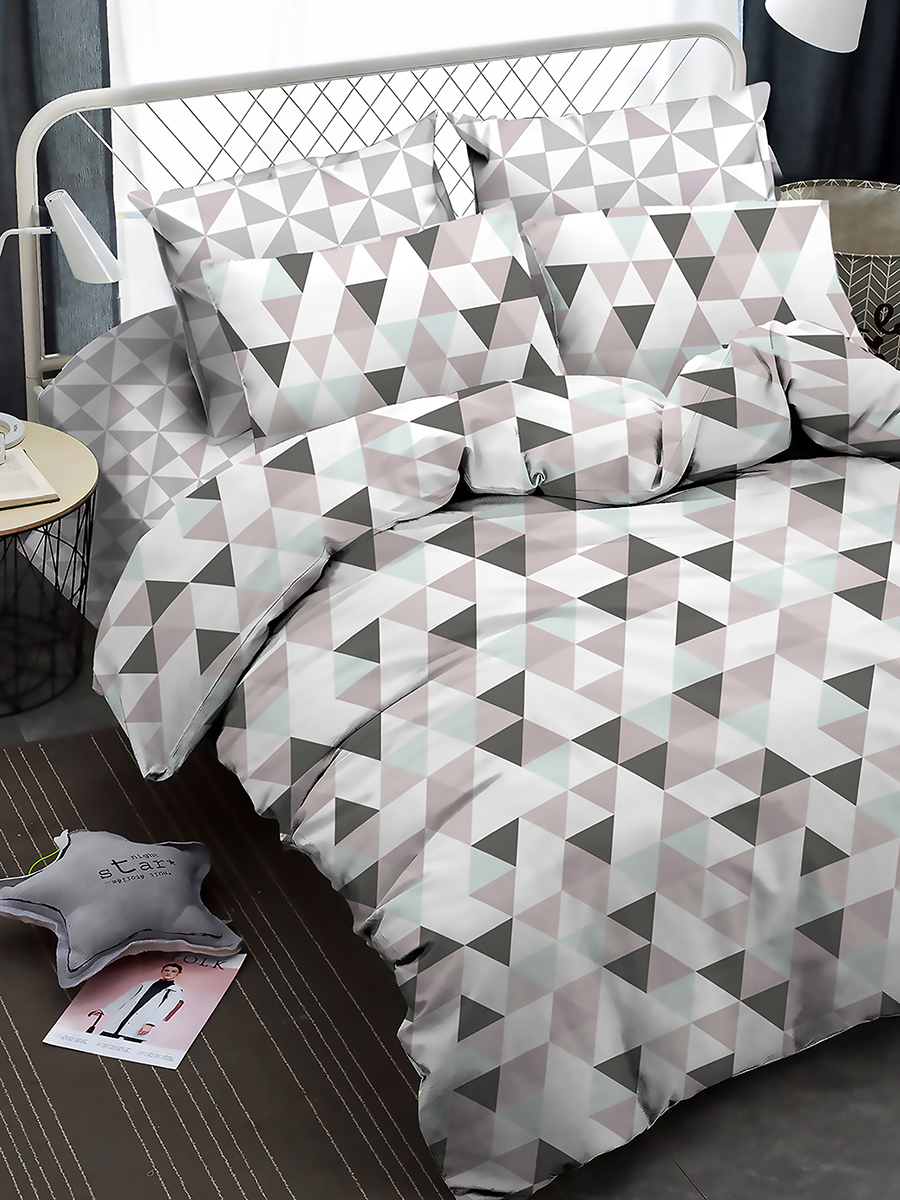 фото Комплект постельного белья amore mio 1,5-спальный, абстракция, хлопок, 2 наволочки 70х70