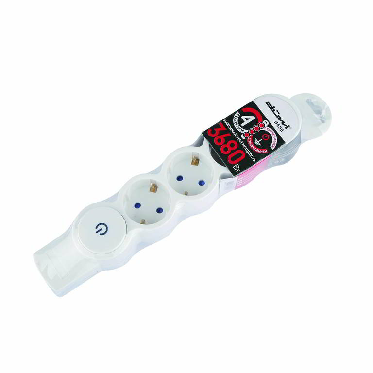 

Колодка REV Quick Fix 4 гнезда с заземлением с выключателем 16A 3680W 32021 2, Белый