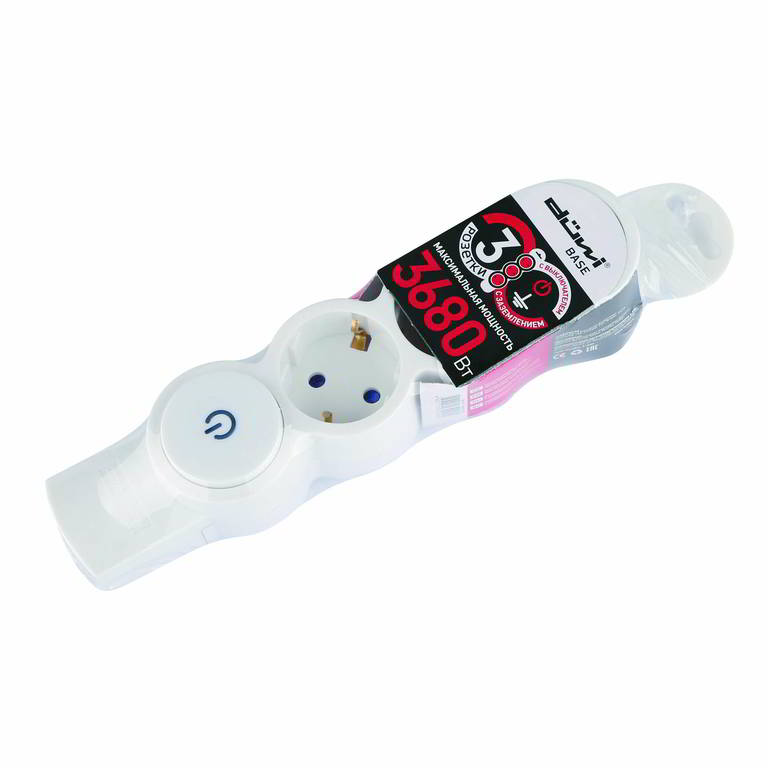 

Колодка REV Quick Fix 3 гнезда с заземлением с выключателем 16 А 3680W 32018 2, Белый
