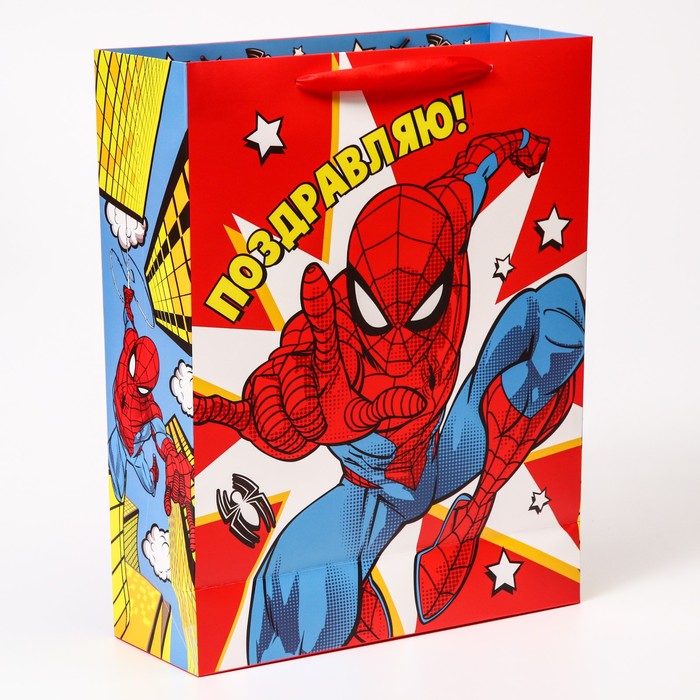 Пакет Marvel подарочный Ты супер! Поздравляю! Человек-паук 31х40х11,5 см
