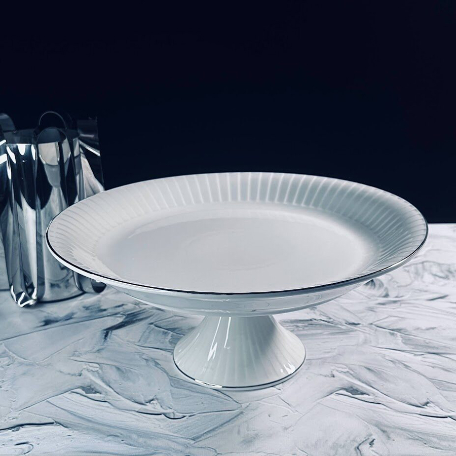 

Блюдо на ножке Lenardi Marzipan grey, фарфор, 30,5 см, Ленарди-Блюда1-2