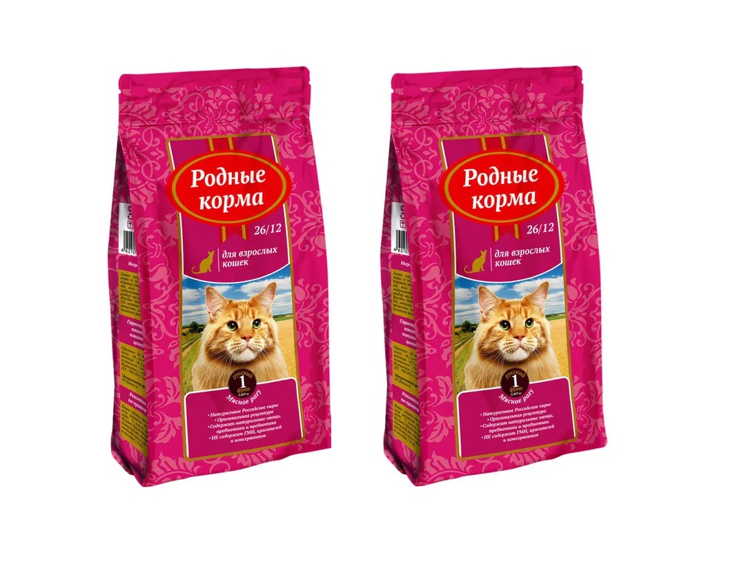 Сухой корм для кошек Родные Корма Русский фунт, мясное рагу, 2 шт по 409 г