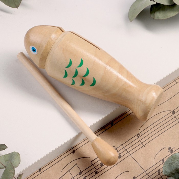 Музыкальный инструмент Гуиро Music Life 9906464, деревянный, рыбки