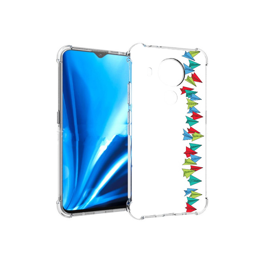 

Чехол MyPads Tocco для Nokia 5.4 самолетики из листочков (PT156621.100.593), Прозрачный, Tocco