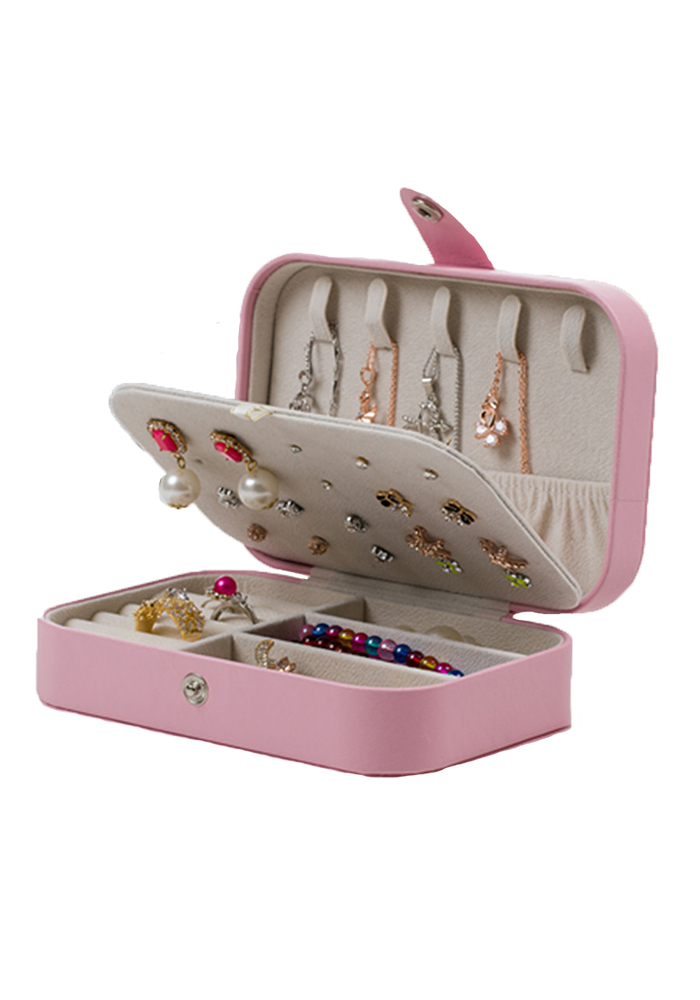 Шкатулка-органайзер для хранения украшений, драгоценностей, бижутерии, колец, розовая