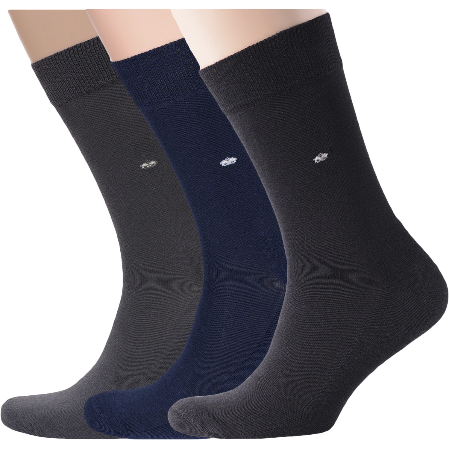 

Комплект носков мужских Rusocks 3-M-195 серых, синих, черных 25, 3 пары, Серый;синий;черный, 3-М-195
