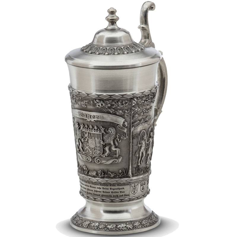 

Оловянная пивная кружка Баварияс крышкой, Серебристый, d09760199artina