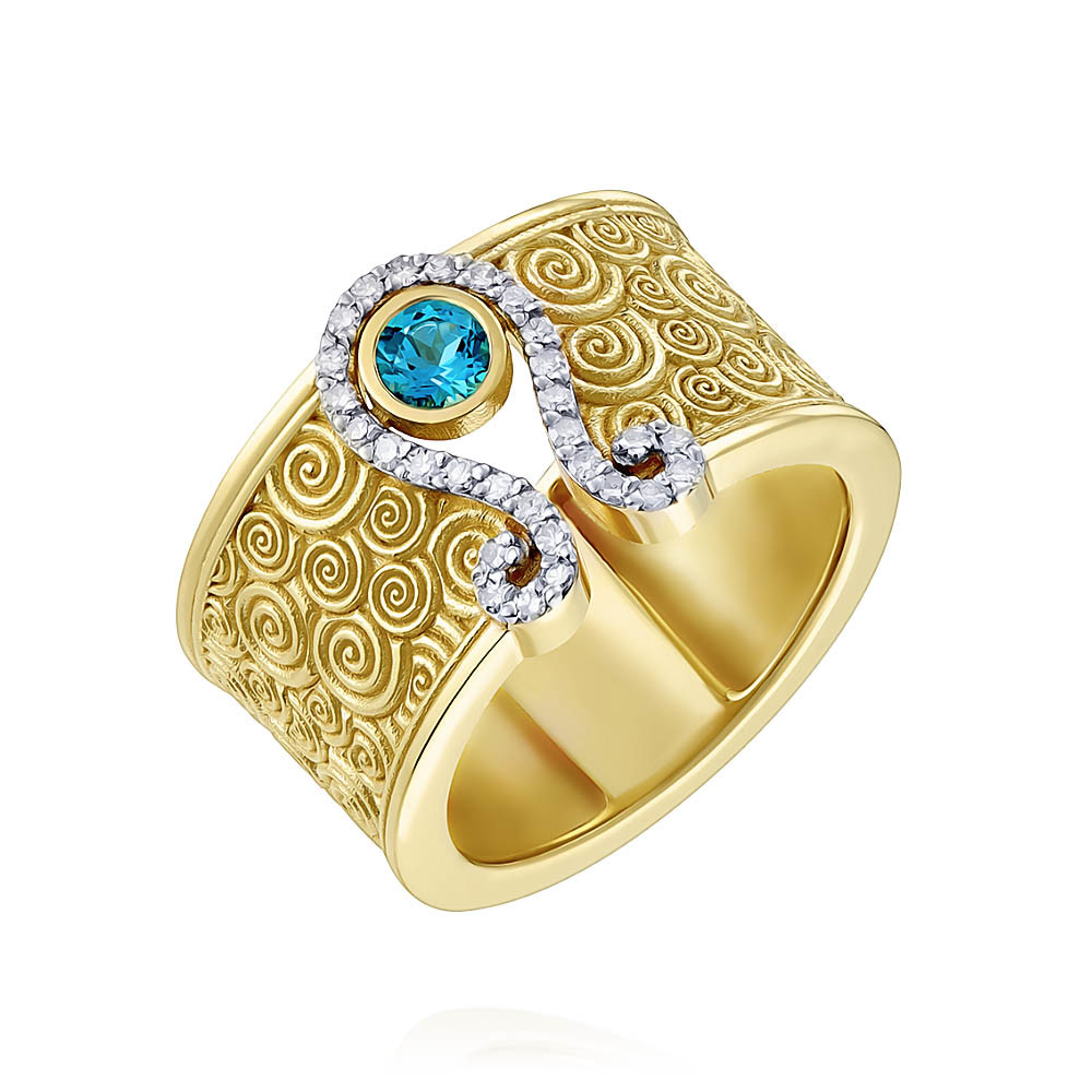 

Кольцо из желтого золота с бриллиантом/топазом р.  ADAMAS 1416371-А555Д-439, 1416371-А555Д-439