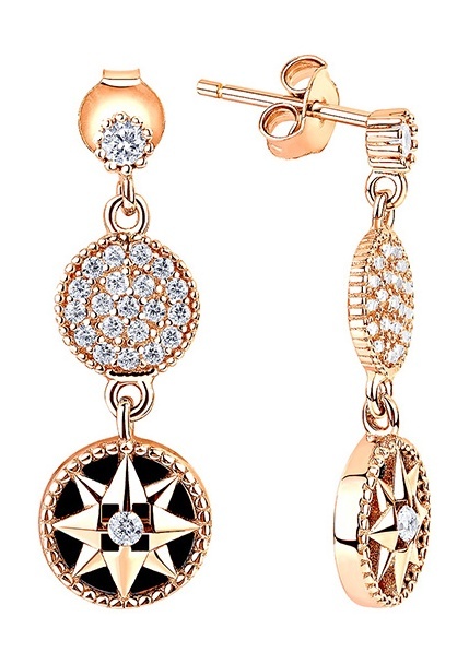 

Серьги из серебра Kari Jewelry 231215, оникс/фианит, 231215