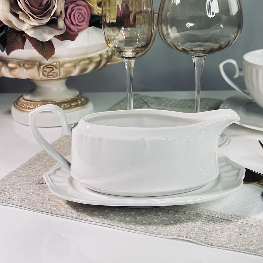 

Соусник с блюдцем Lenardi Resto, фарфор, 450 мл, Белый, Ленарди-Соусники1-2