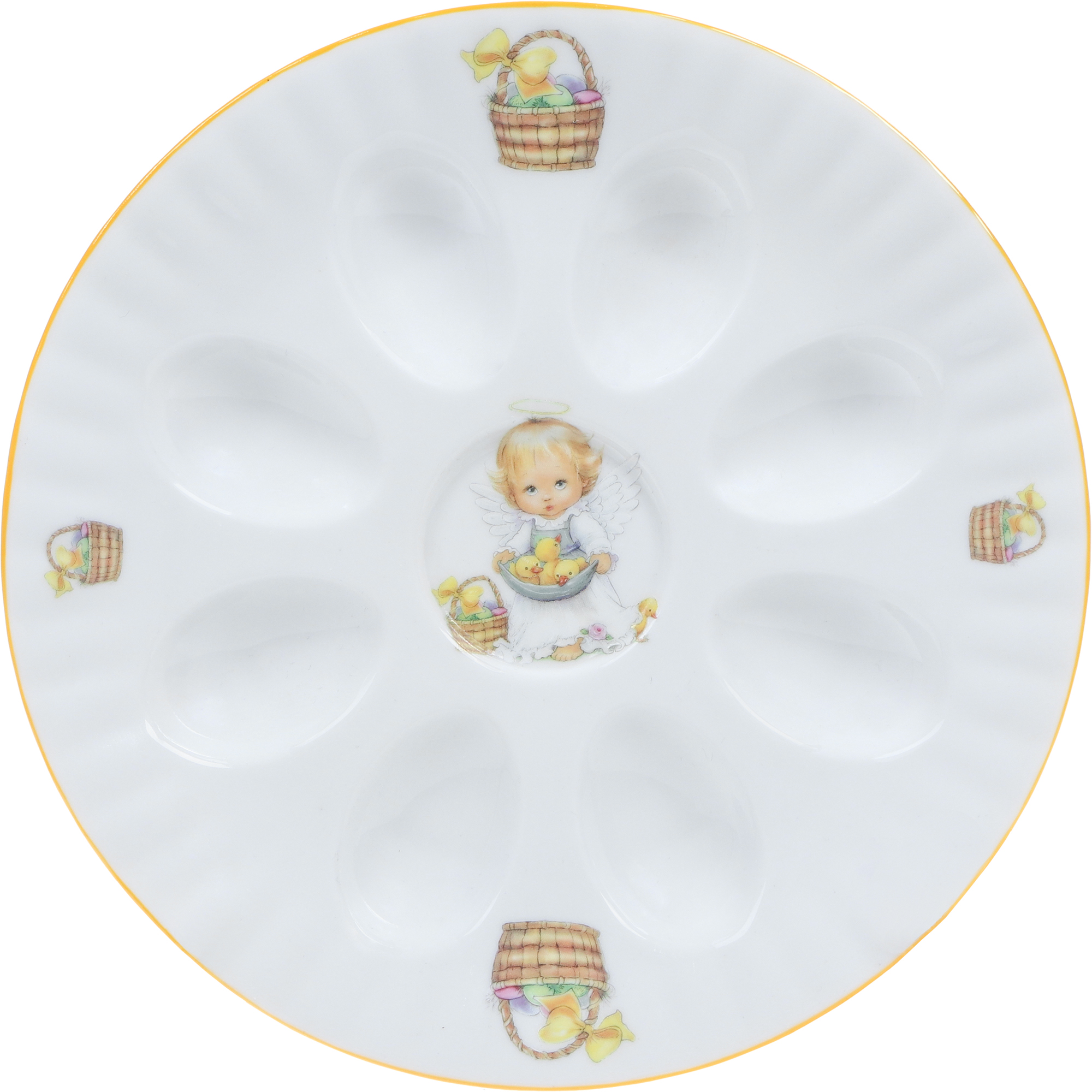 

Подставка для яиц Porcelaine Czech Gold Hands Ангелочек с корзиной фарфор 21 см