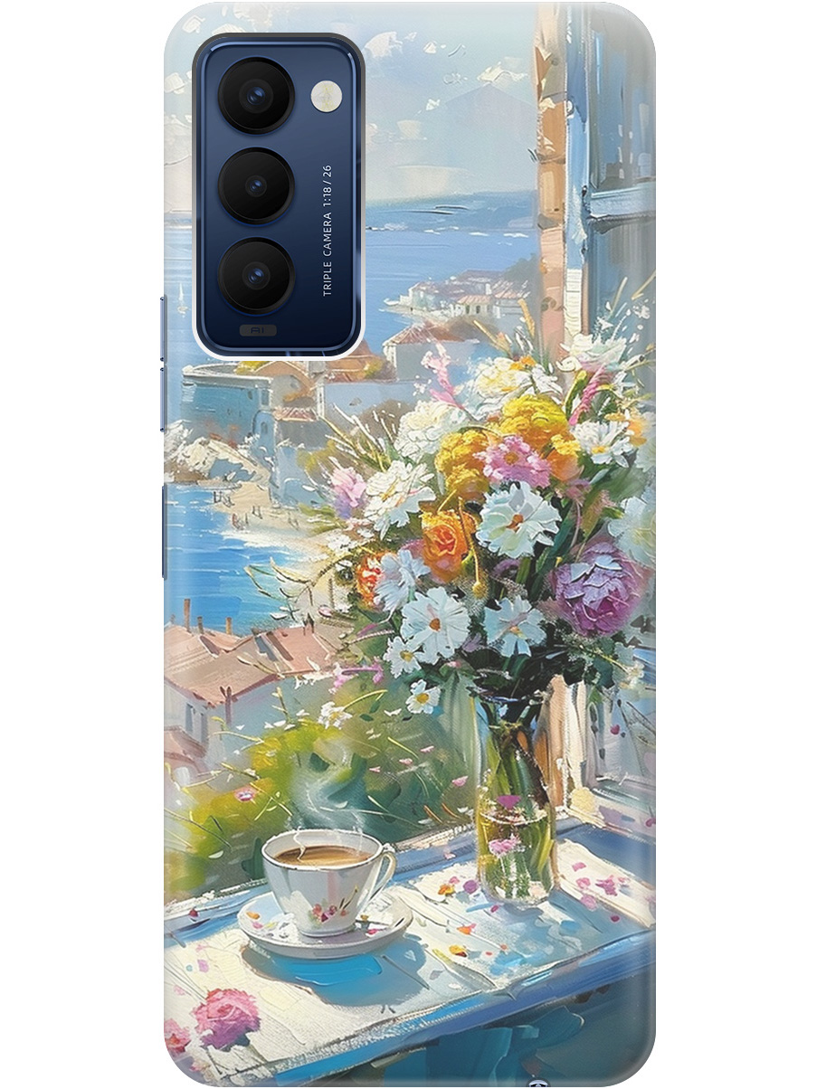 

Силиконовый чехол на Tecno Camon 18 / 18P с принтом "Букет цветов и кофе", Прозрачный;белый;голубой, 741735922