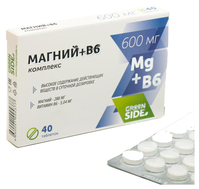 Купить Магний + B6 Green Side таблетки 600 мг 40 шт.