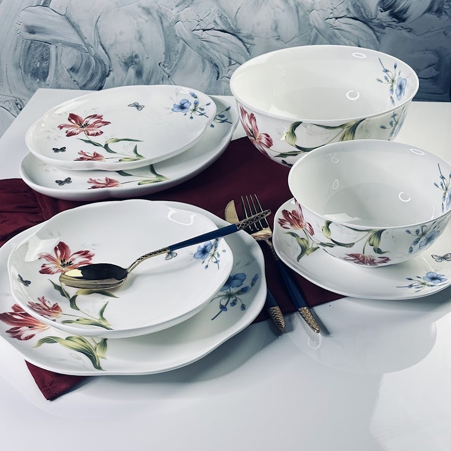 

Обеденный сервиз на 6 персон Lenardi Flowers, костяной фарфор, 23 пр, Белый, Ленарди-Сервизы обеденные1-2