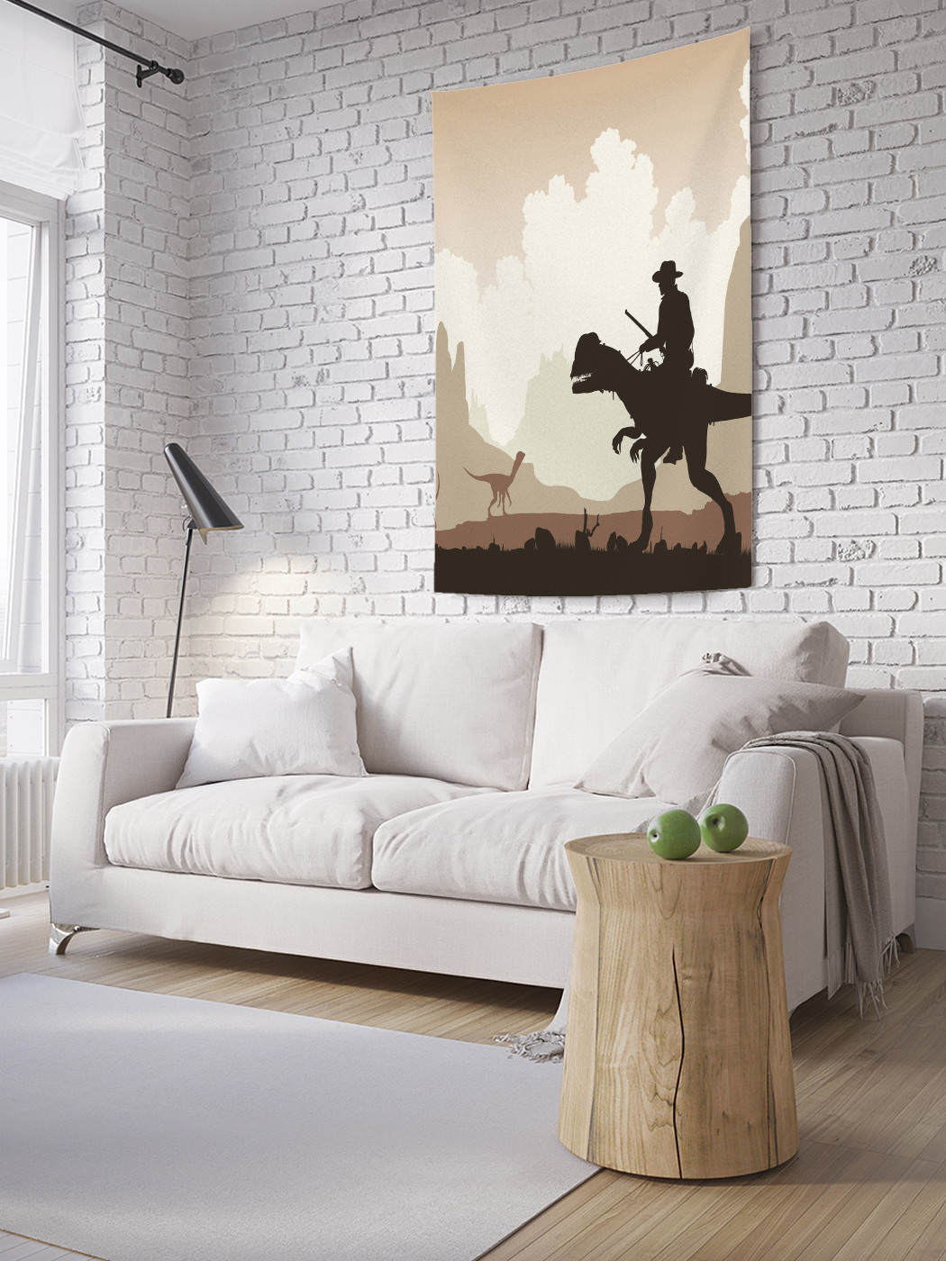 

Вертикальное фотопанно на стену JoyArty Жокей на динозавре 150x200 см, Жокей на динозавре