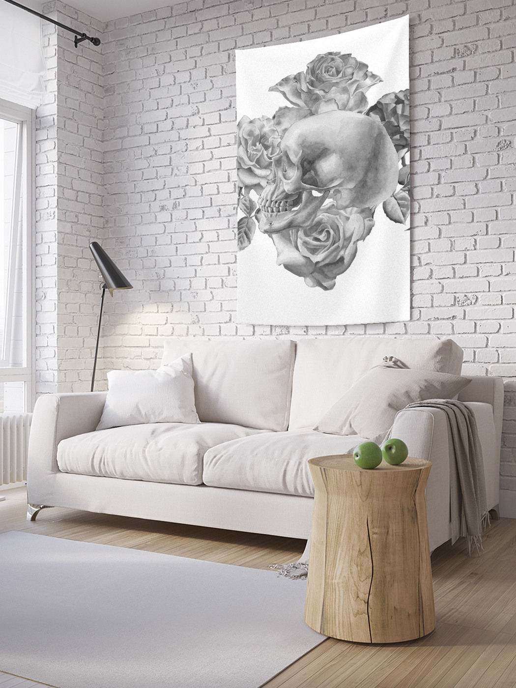 

Вертикальное фотопанно на стену JoyArty Череп в розах 150x200 см, Череп в розах