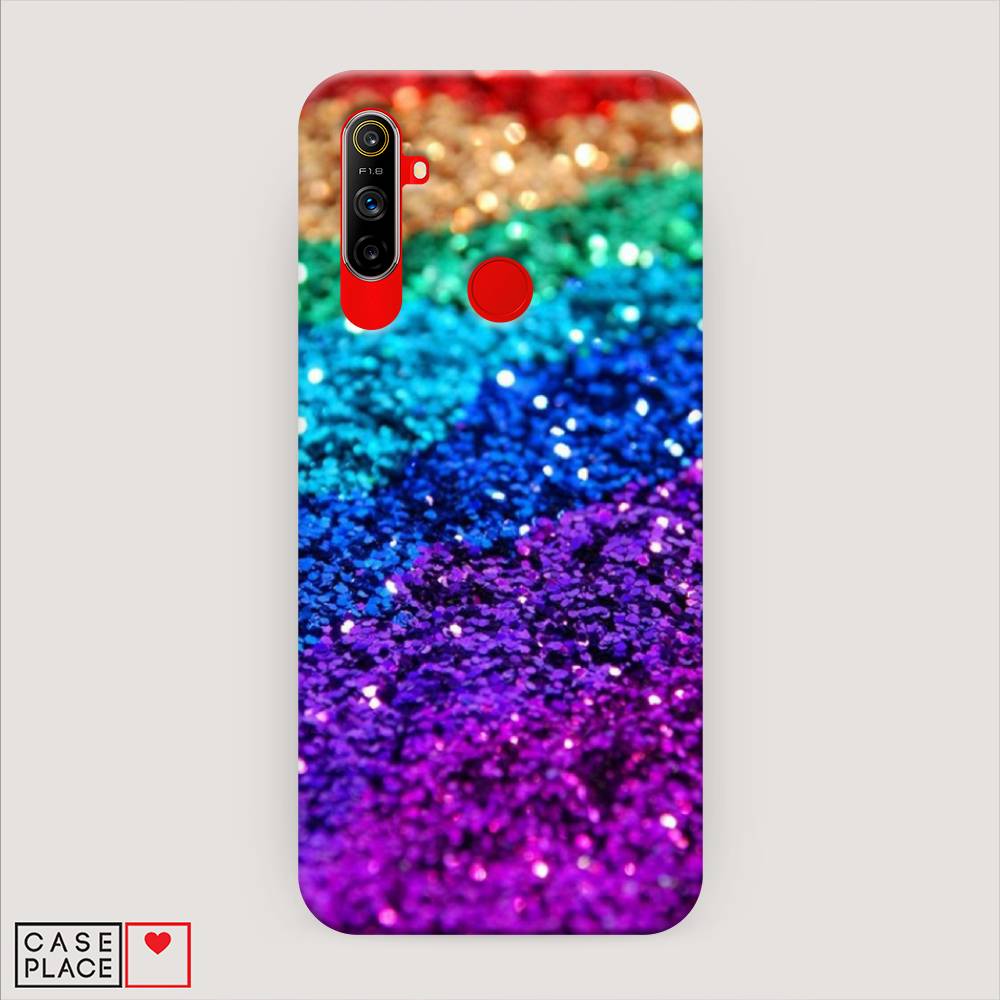 

Пластиковый чехол "Блестящая радуга рисунок" на Realme C3, 253020-2