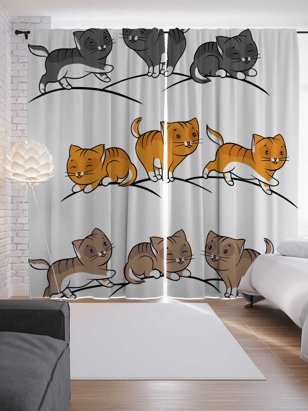 

Шторы JoyArty с фотопечатью "Котовья чехарда" из сатена, 290х265 см, Котовья чехарда