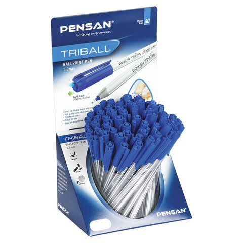 Ручка шариковая Pensan узел 1 мм, синяя Triball