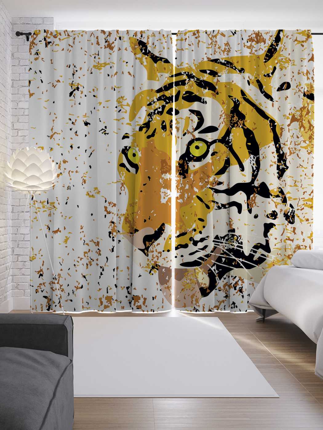 

Шторы JoyArty с фотопечатью "Тигровая окраска" из сатена, 290х265 см, Тигровая окраска