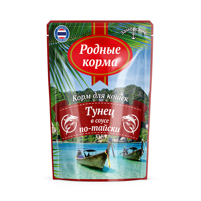 

Влажный корм для кошек Родные Корма, тунец в соусе по-тайски, 24шт по 70г, по-тайски